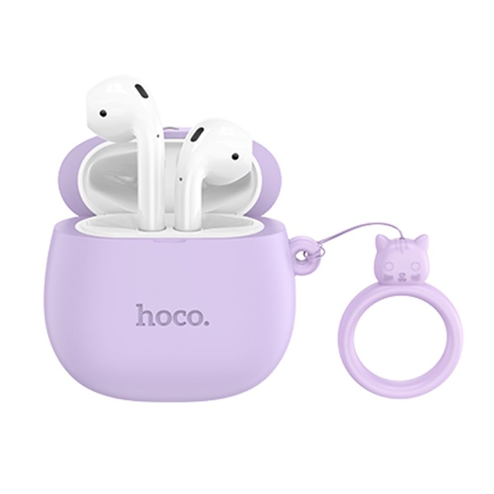 Наушники беспроводные вкладыши Hoco EW45 TWS Cat Ear lilac cat, фиолетовые