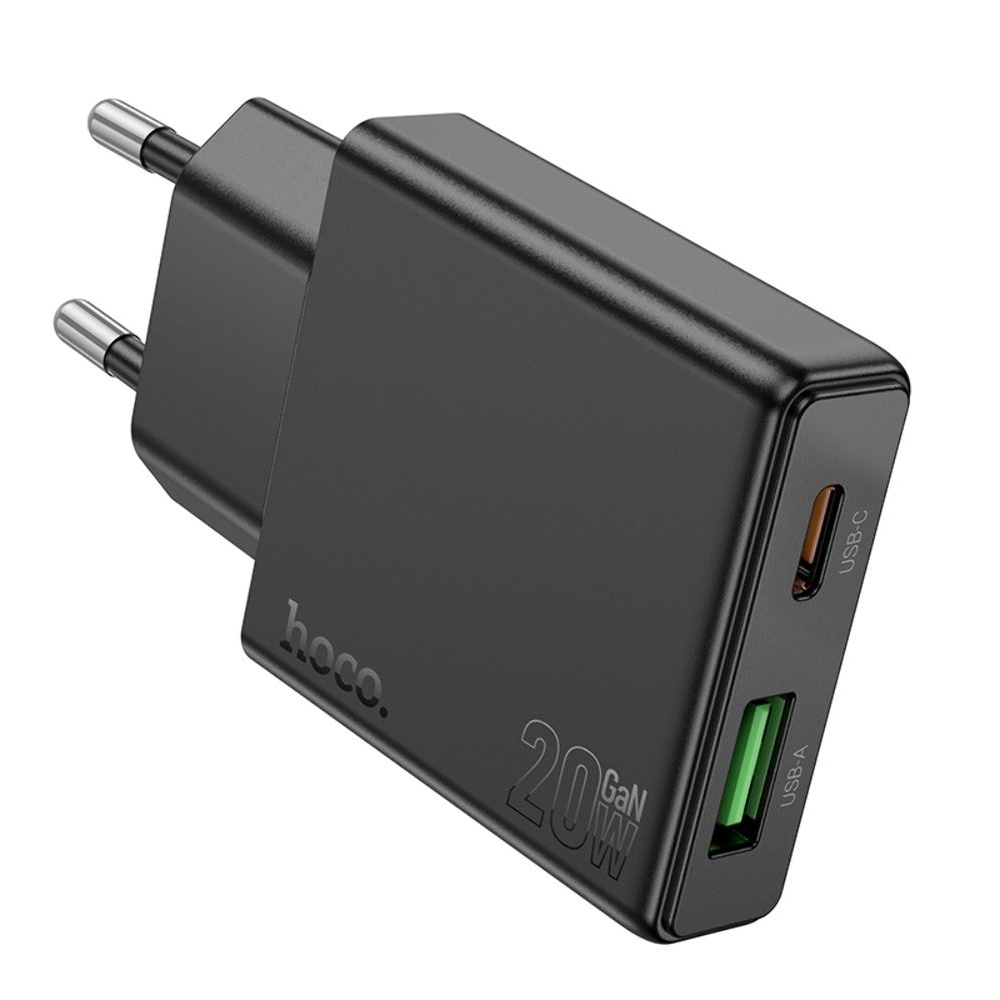 Сетевое зарядное устройство Hoco N38 USB/ Type-C, Quick Charge, PowerDelivery 20 Вт, черное