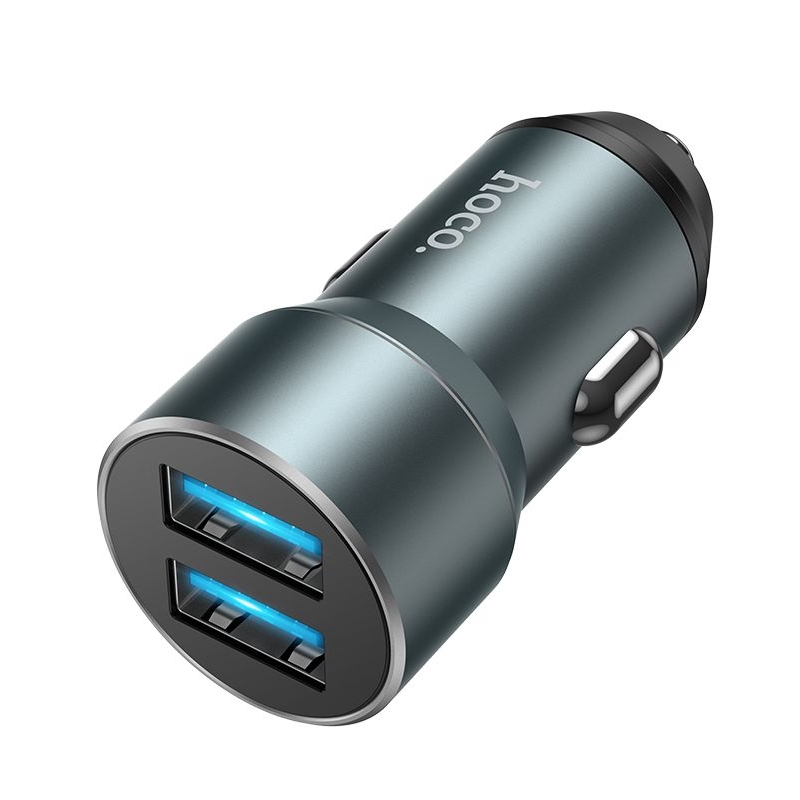 Автомобильний зарядний пристрій Hoco DZ17 2 USB серое | зарядка, зарядное устройство