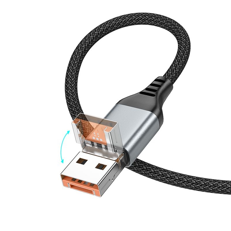 Кабель Hoco U128, 2 в 1, USB/ Type-C на Lightning, 1.2м, чорний