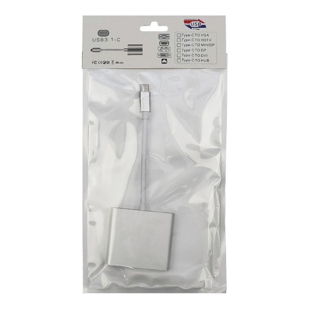 Мультиадаптер хаб Type-C - HDMI + USB3.0 + Type-C белые