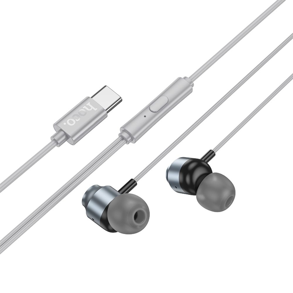 Наушники проводные вакуумные Hoco M122 с микрофоном Type-C серые