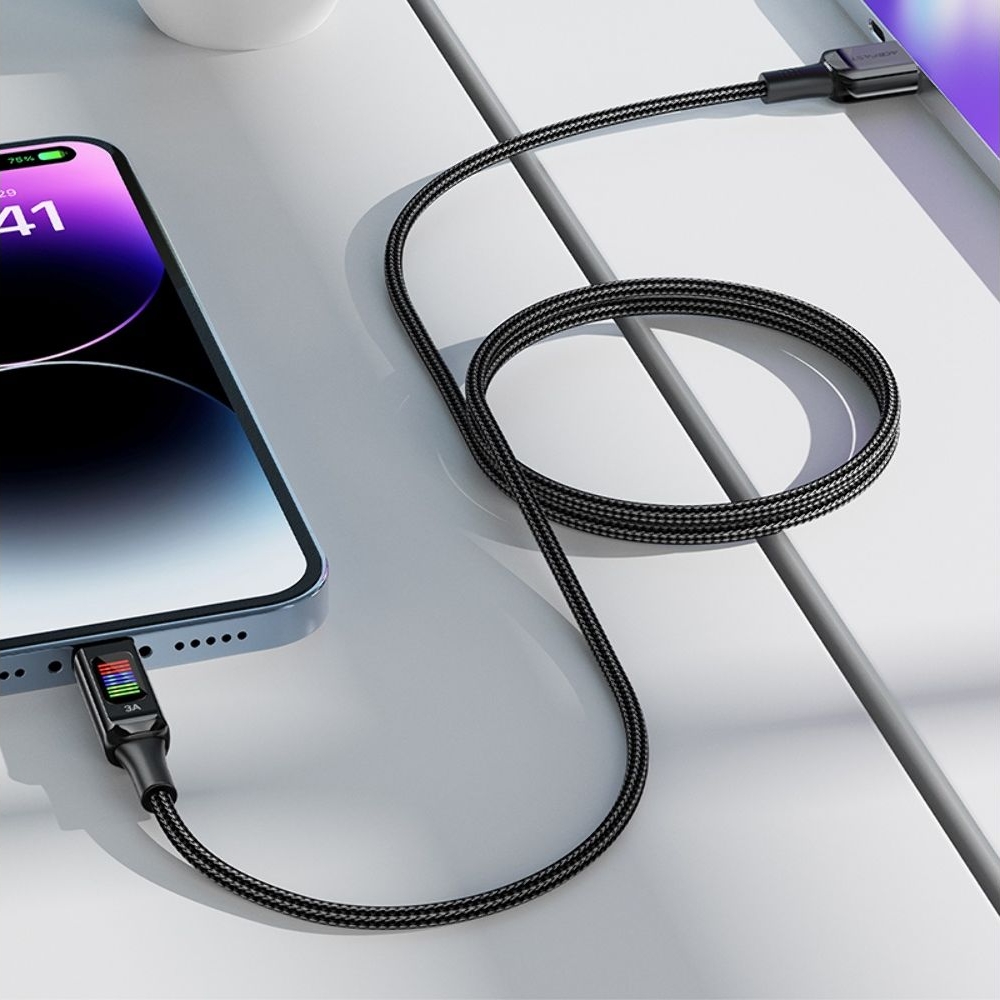 Кабель Acefast C7-04 с дисплеем USB-A to USB-C 1,2m, чорний