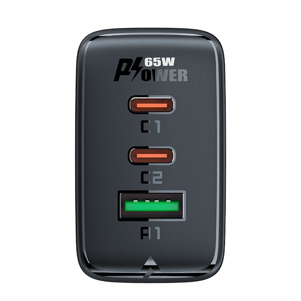 Сетевое зарядное устройство Acefast A41, 1 USB, 2 Type-C, Quick Charge, Power Delivery (65 Вт), GaN, черное