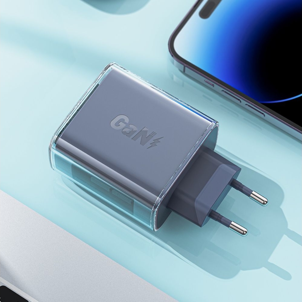Сетевое зарядное устройство Acefast A45, 1 USB, 2 Type-C, Quick Charge, Power Delivery (65 Вт), GaN, серое