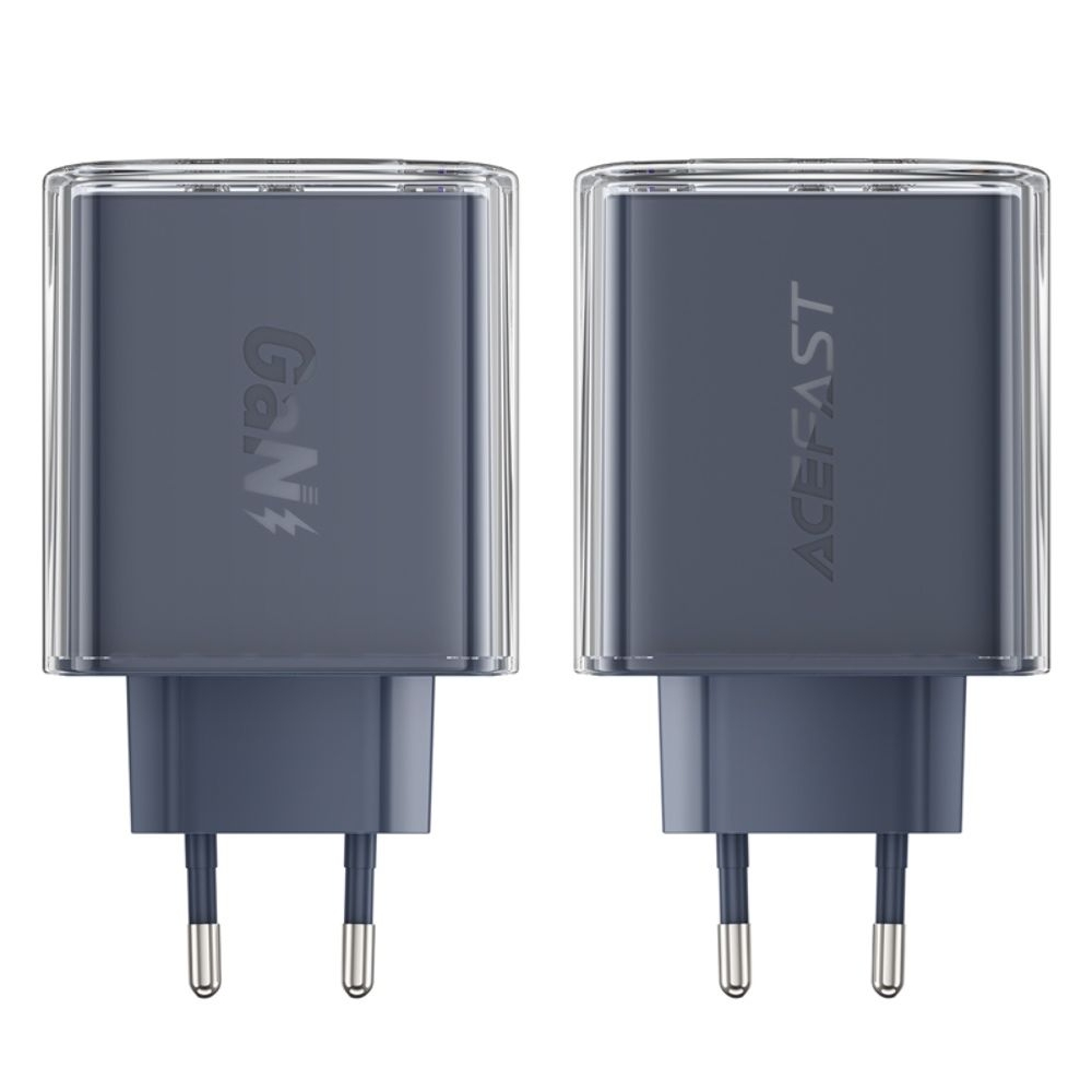 Сетевое зарядное устройство Acefast A45, 1 USB, 2 Type-C, Quick Charge, Power Delivery (65 Вт), GaN, серое