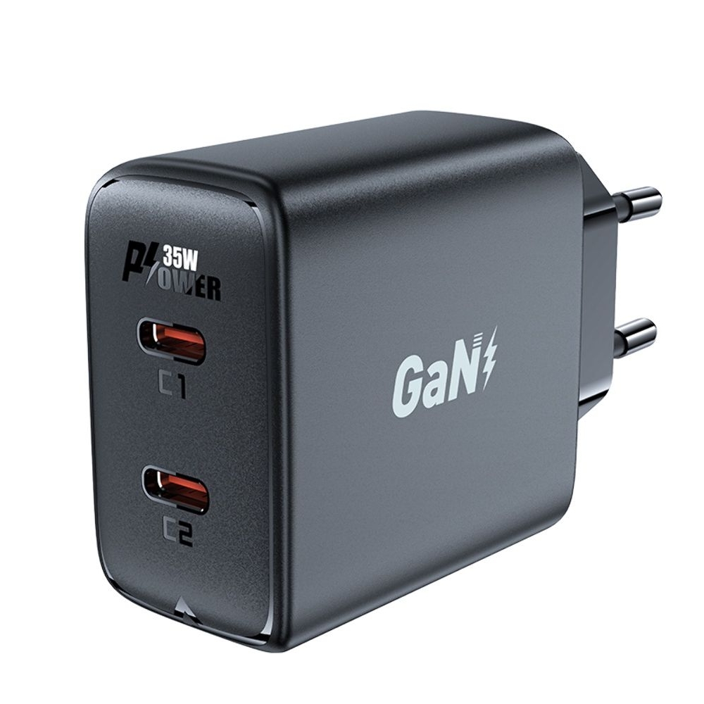 Сетевое зарядное устройство Acefast A49, 2 Type-C , Power Delivery (35 Вт), GaN, черное