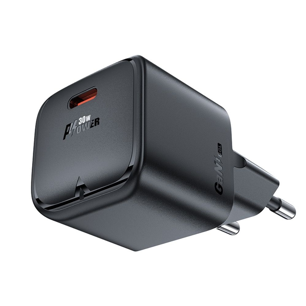 Сетевое зарядное устройство Acefast A77 mini Type-C , Power Delivery (30 Вт), GaN, черное