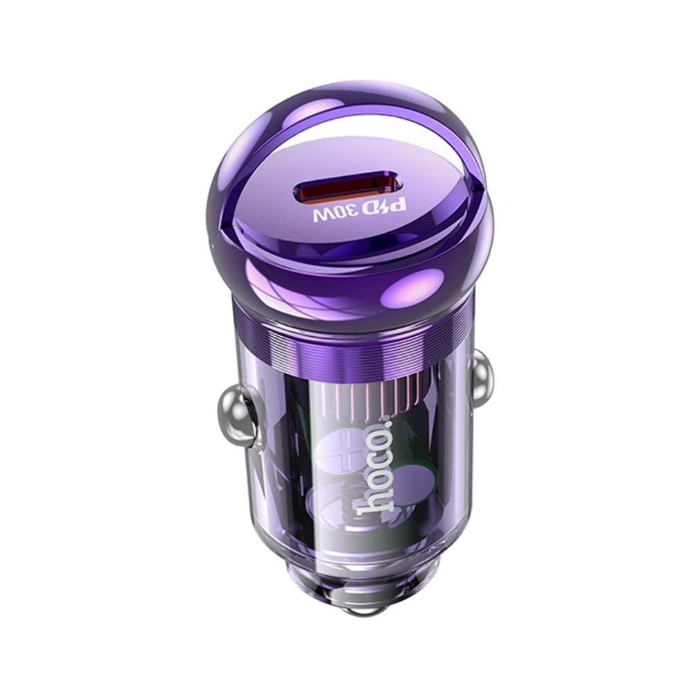 Автомобильний зарядний пристрій Hoco Z53 Type-C, Power Delivery (30 Вт), transparent purple | зарядка, зарядное устройство