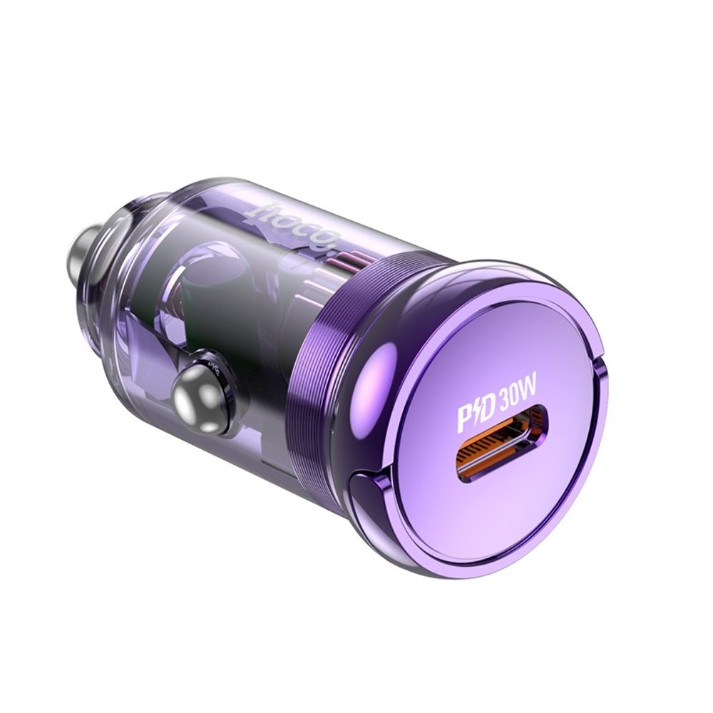 Автомобильний зарядний пристрій Hoco Z53 Type-C, Power Delivery (30 Вт), transparent purple | зарядка, зарядное устройство