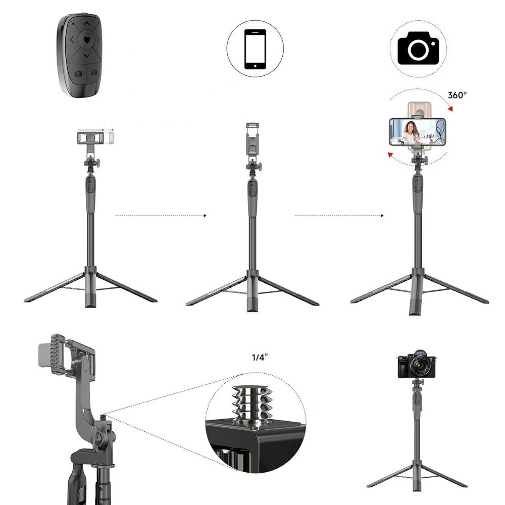 Штатив-трипод Adyss A65, с пультом, 1.5 м, чорний