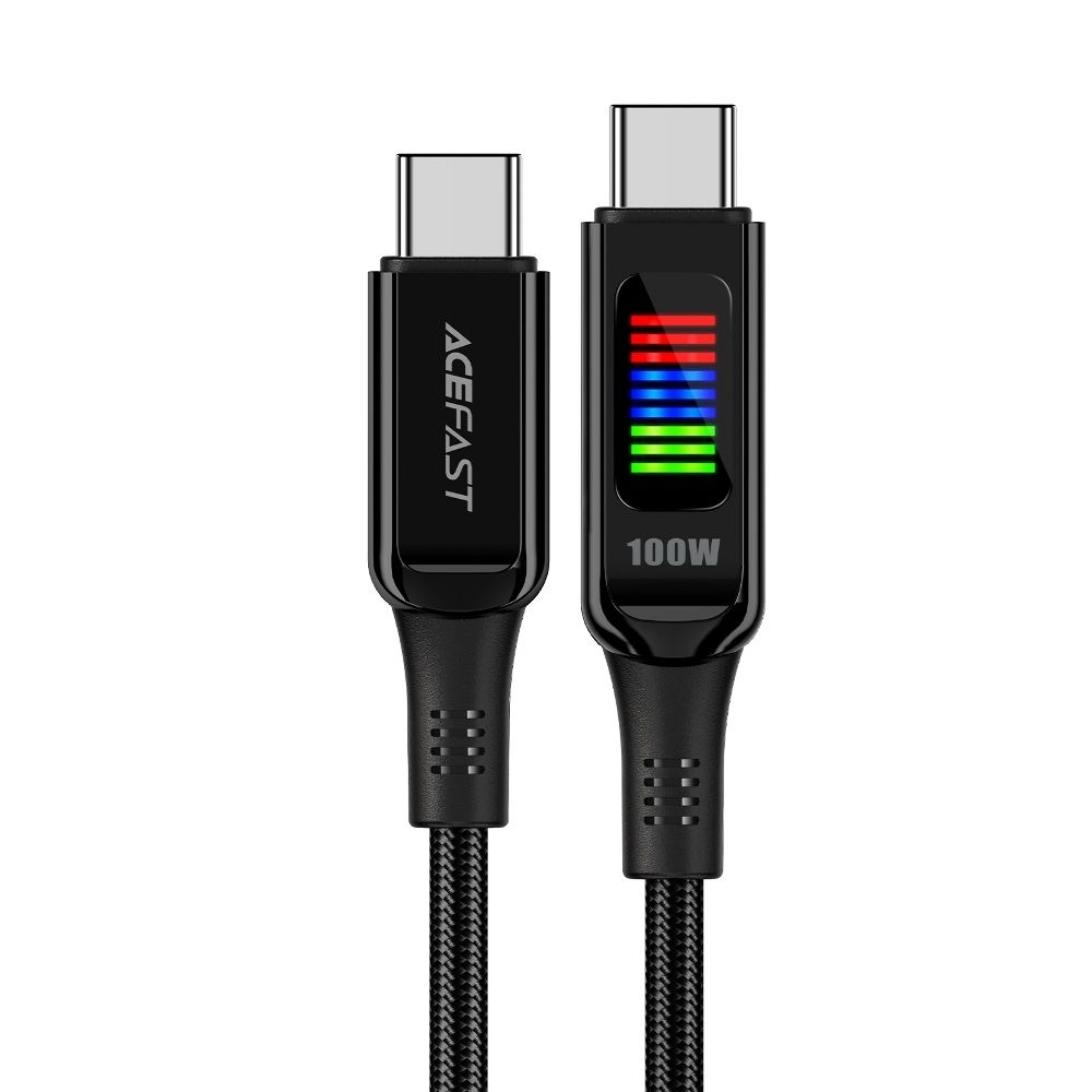 Кабель Acefast C7-03 с дисплеем Type-C на Type-C 1.2m, чорний