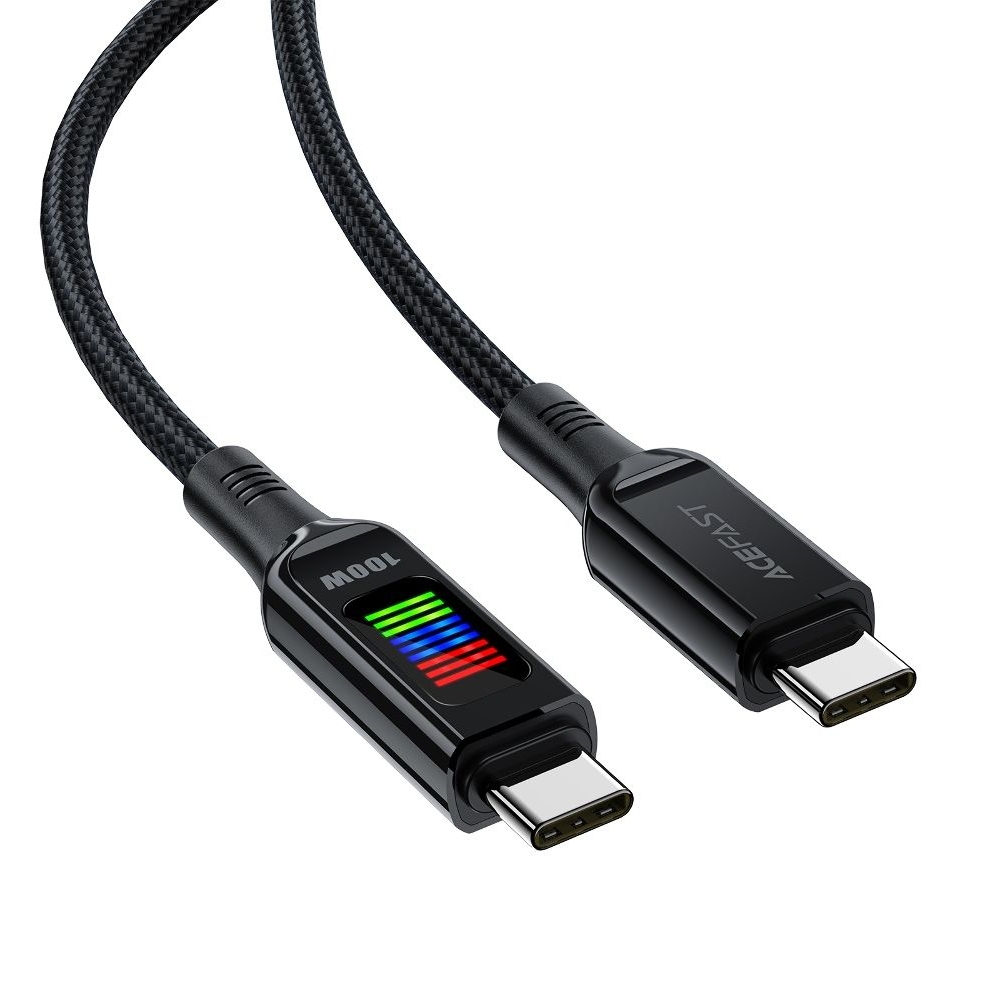 Кабель Acefast C7-03 с дисплеем Type-C на Type-C 1.2m, чорний