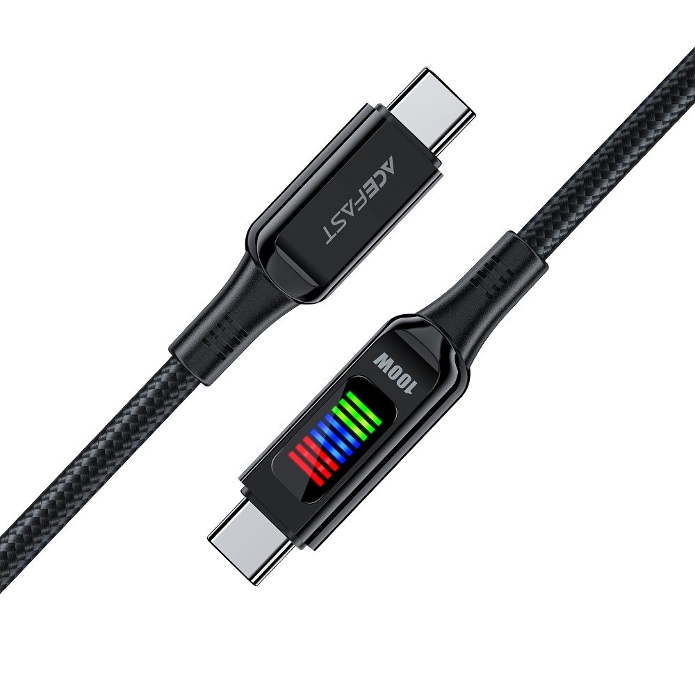 Кабель Acefast C7-03 с дисплеем Type-C на Type-C 1.2m, чорний