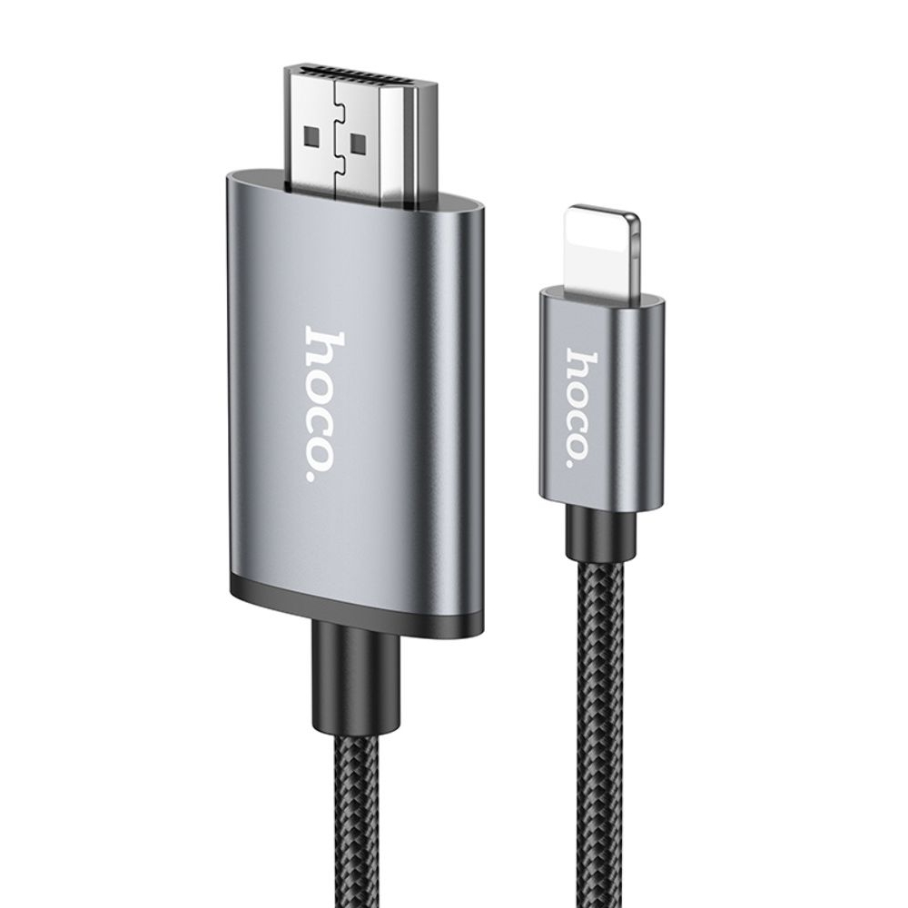 Кабель Hoco UA27 Lightning to HD TV 1m metal, сірий