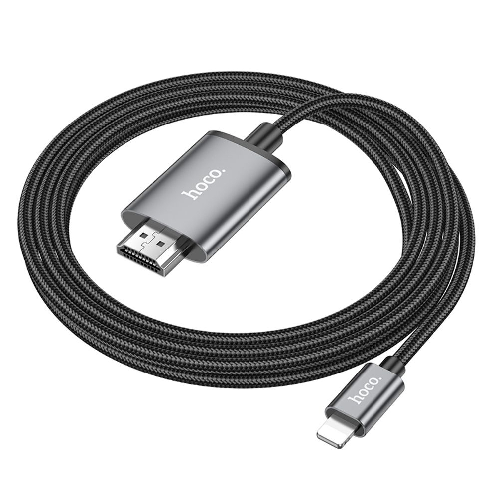 Кабель Hoco UA27 Lightning to HD TV 1m metal, сірий