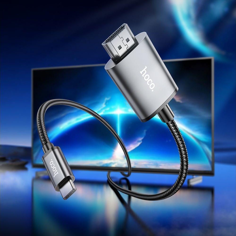 Кабель Hoco UA27 Type-C to HD TV 1m metal, сірий