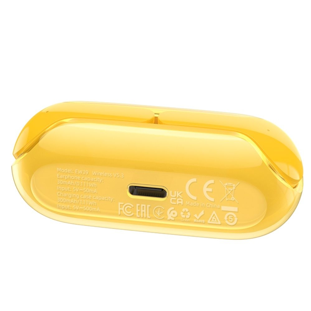 Наушники беспроводные вакуумные Hoco EW39 TWS yellow