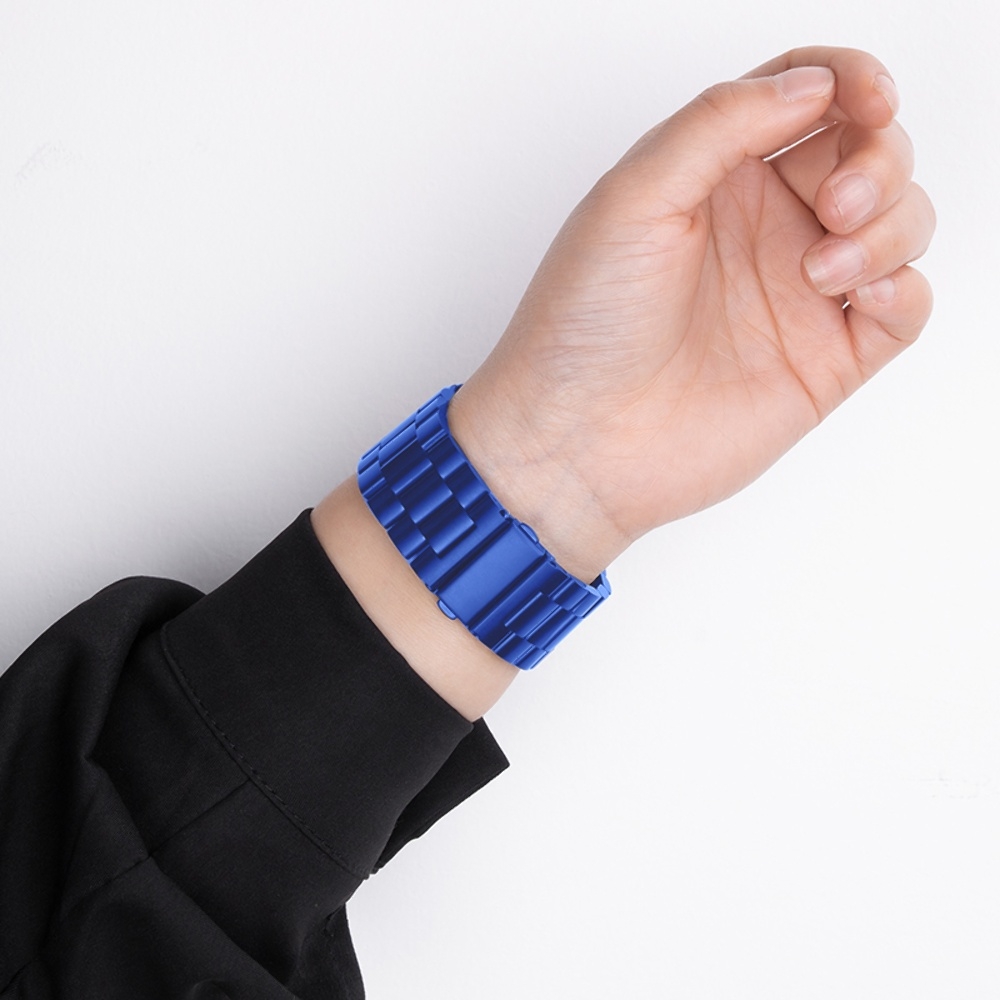 Ремешок металлический Hoco iWatch WA10 three-bead 42/ 44/ 45/ 49mm, синяя