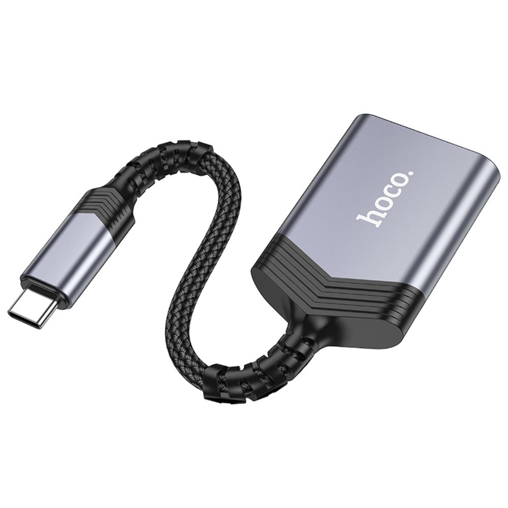 Адаптер переходник Hoco UA25 2в1 card reader Type-C серый