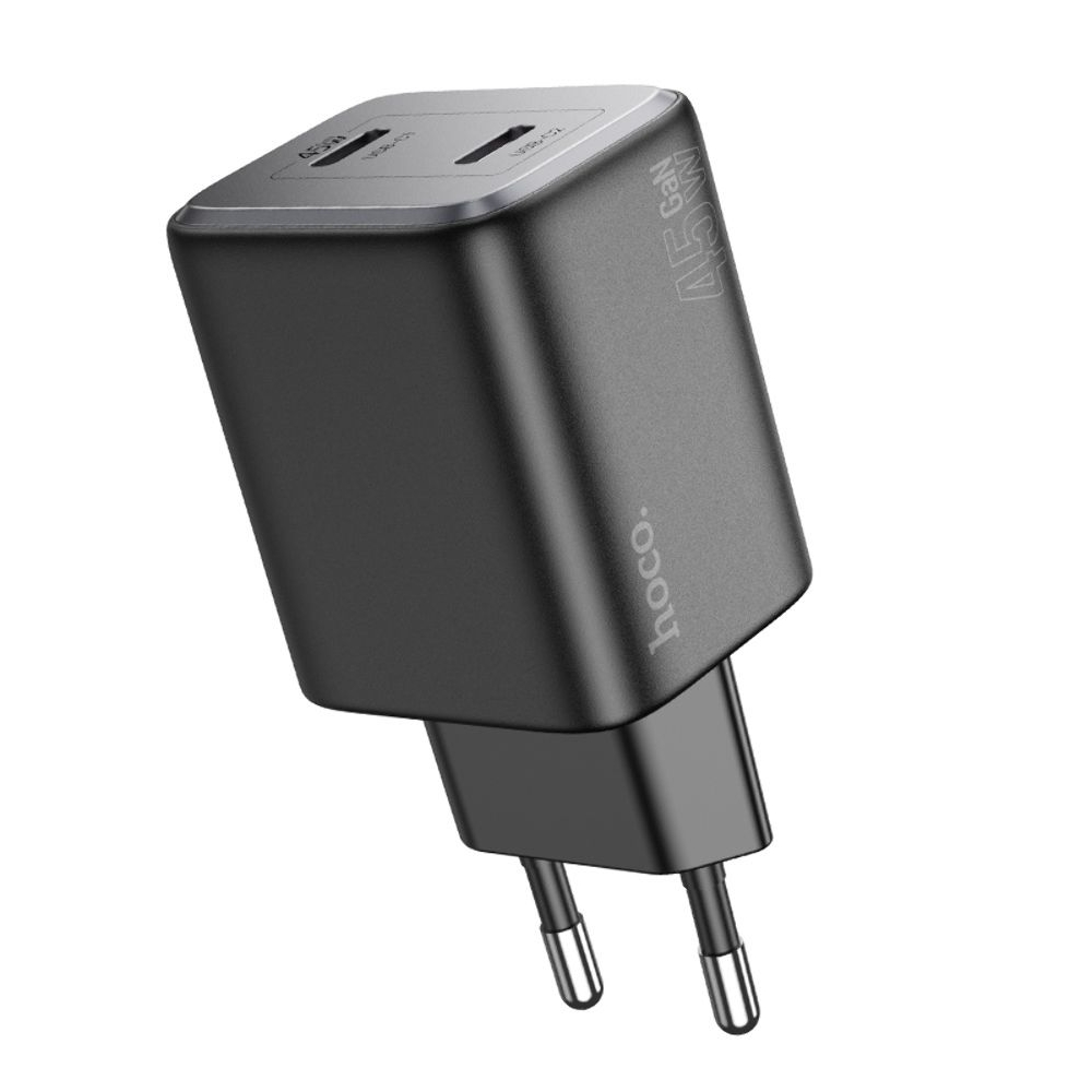 Сетевое зарядное устройство Hoco N42 2 Type-C Power Delivery (45 Вт), чорний