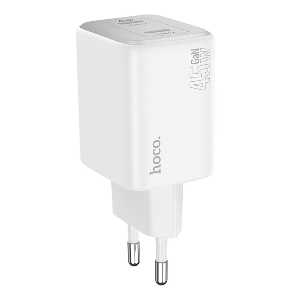 Сетевое зарядное устройство Hoco N42 2 Type-C Power Delivery (45 Вт), білий