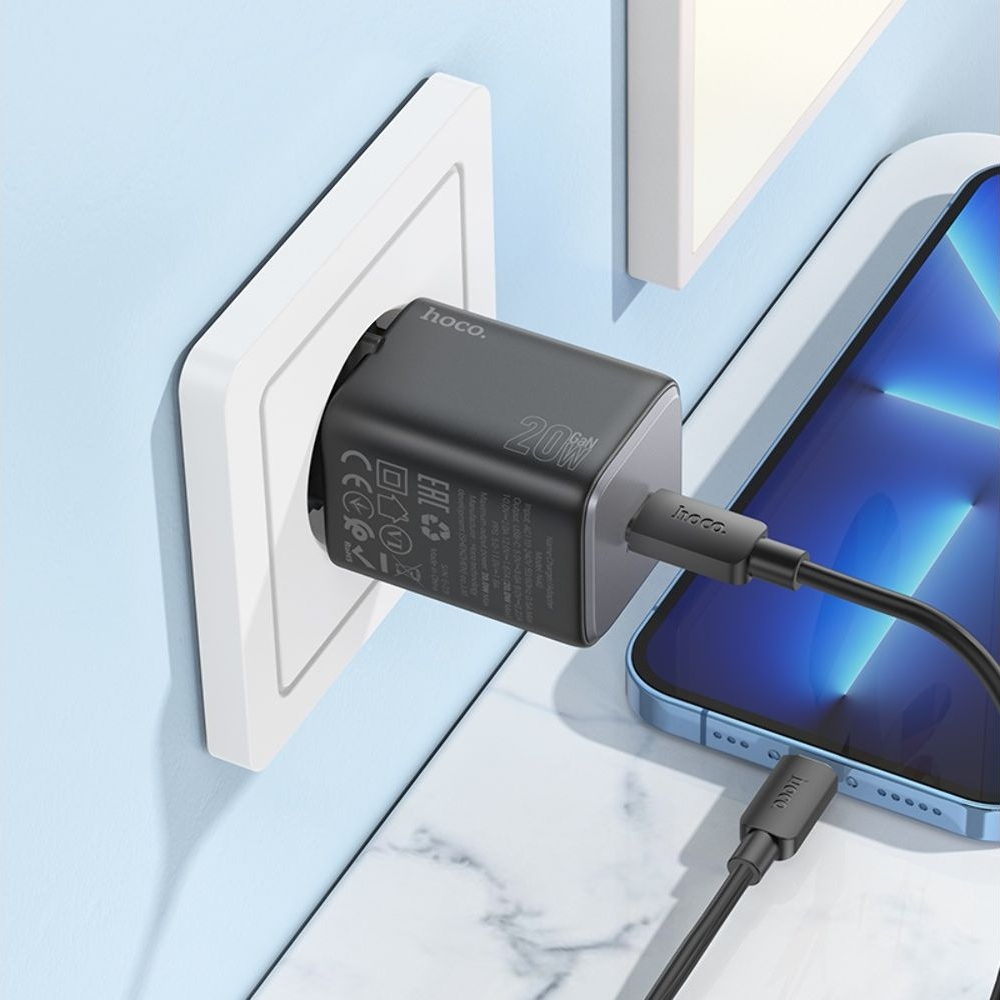 Сетевое зарядное устройство Hoco N40 Type-C Power Delivery (20 Вт), чорний