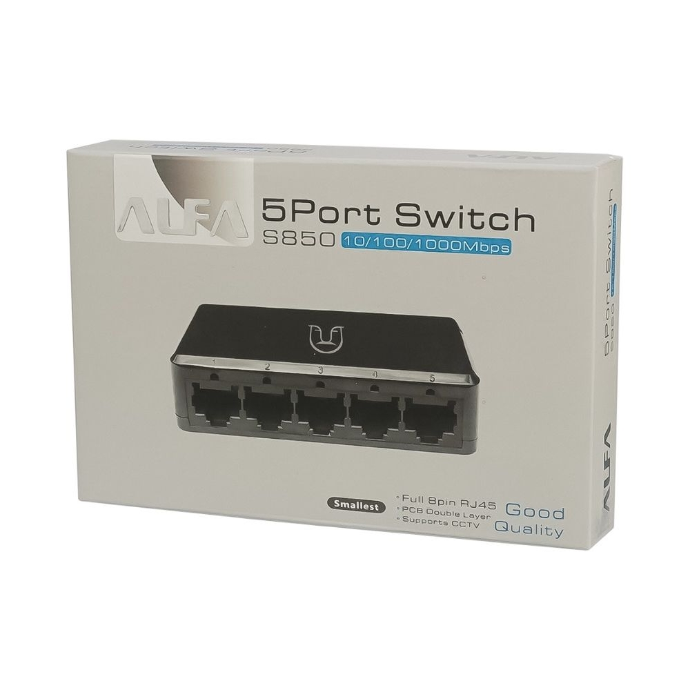 Коммутатор Alfa S850 switch 10/100/1000Mbps 5 портов black