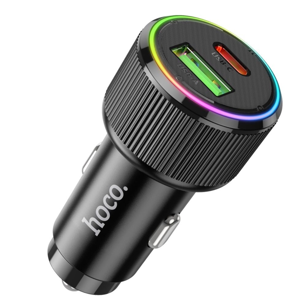 Автомобильний зарядний пристрій Hoco NZ14A USB/ Type-C PD QC black | зарядка, зарядное устройство