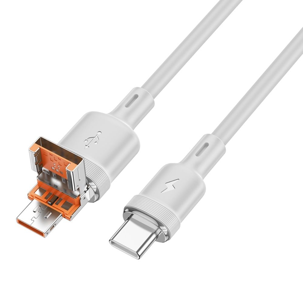 Кабель Hoco U131 2в1 USB/ Type-C to Type-C 1m gray