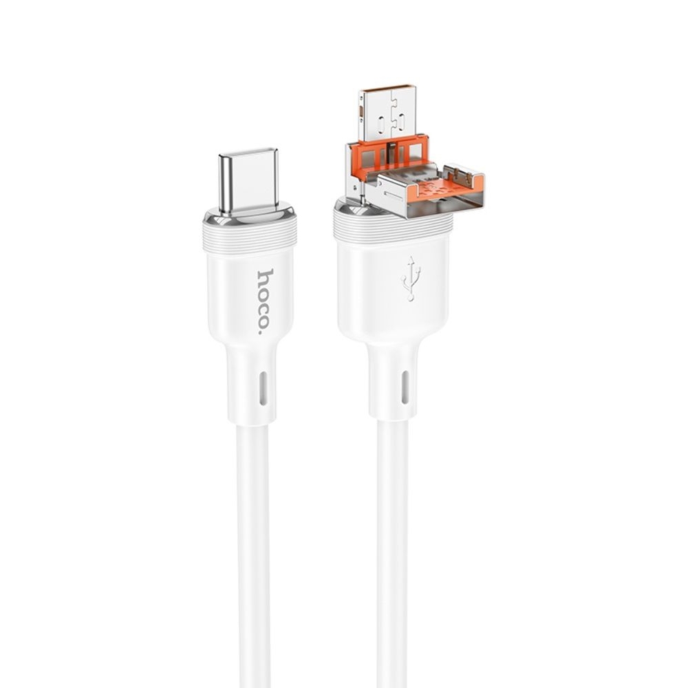 Кабель Hoco U131 2в1 USB/ Type-C to Type-C 1m white