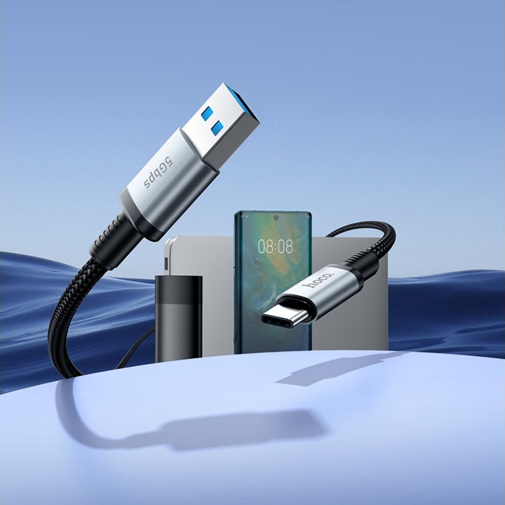 Мультимедийный кабель Hoco US10 USB to Type-C USB3.0 5Gbit/s 0.5m black