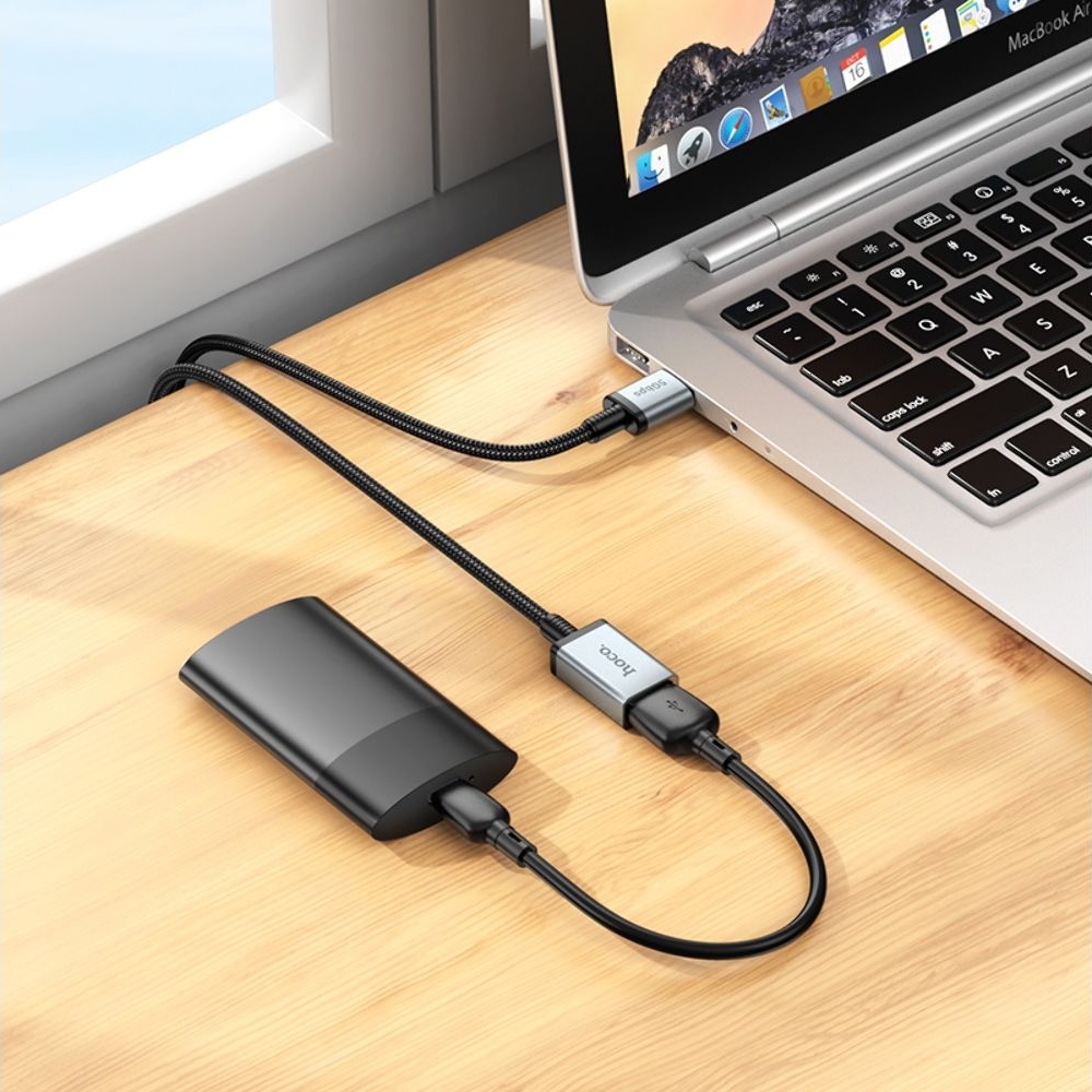 Мультимедийный кабель Hoco US10 удлинитель USB to USB (F) USB3.0 5Gbit/s 0.5m black