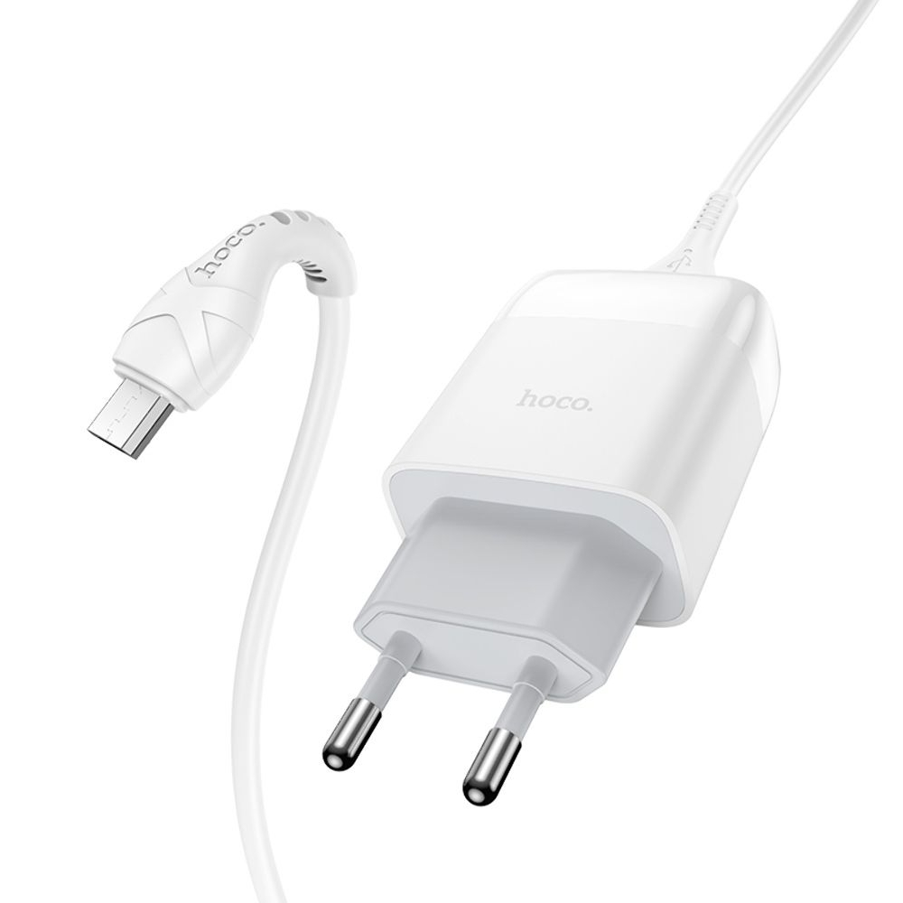 Сетевое зарядное устройство Hoco C72Q USB QC + кабель USB to MicroUSB white