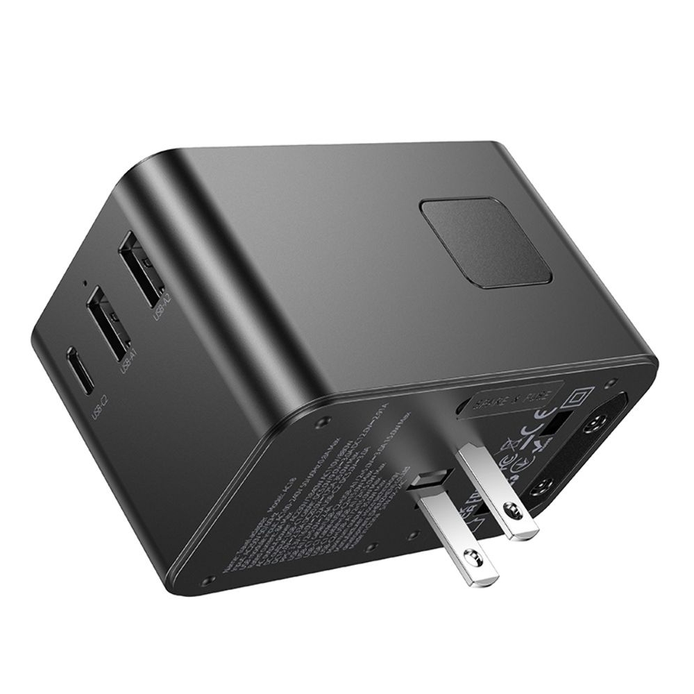 Сетевое зарядное устройство переходник Hoco AC18 2 USB/ Type-C PD 35W black
