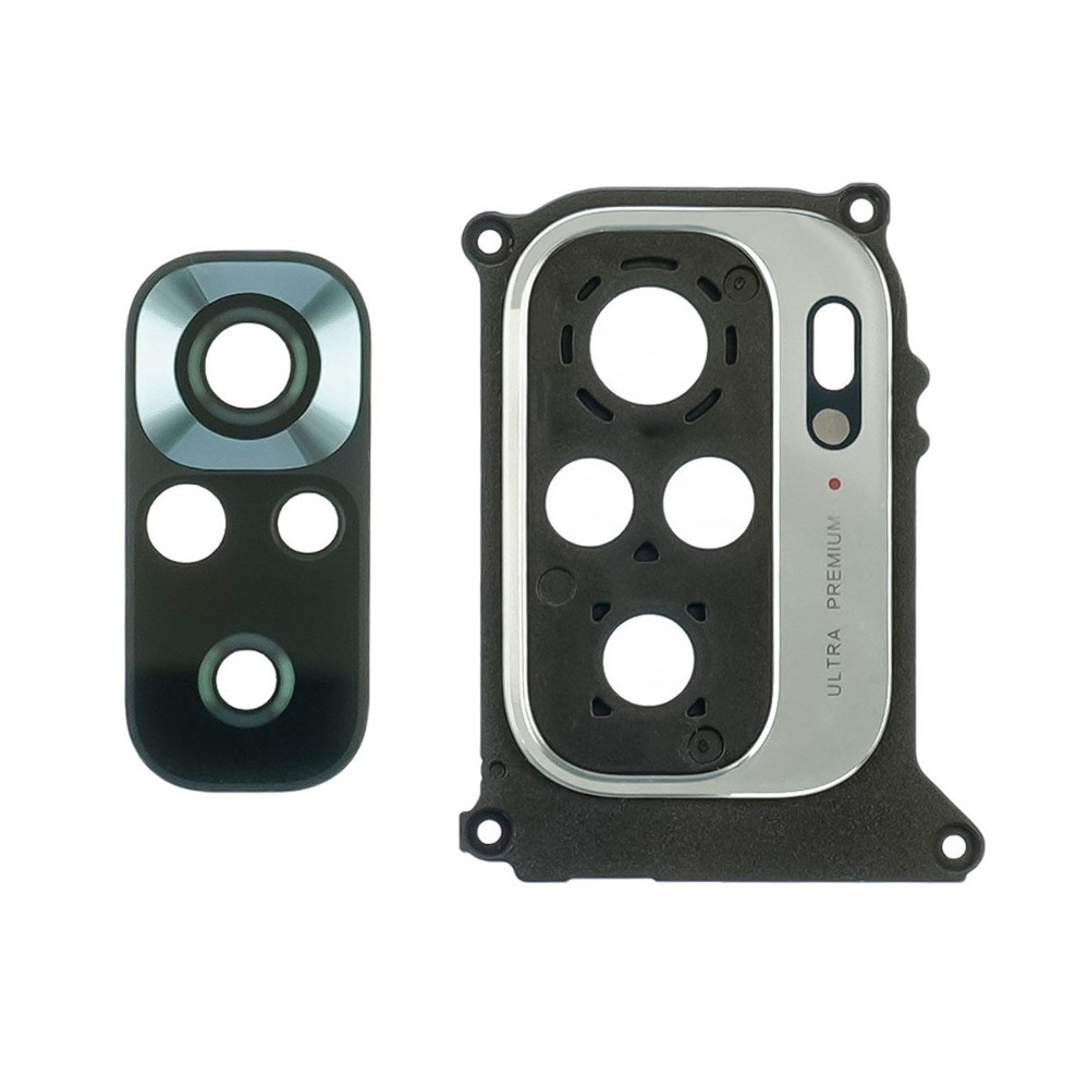 Стекло камеры для Xiaomi Note 10/ Note 10s с серебристой рамкой