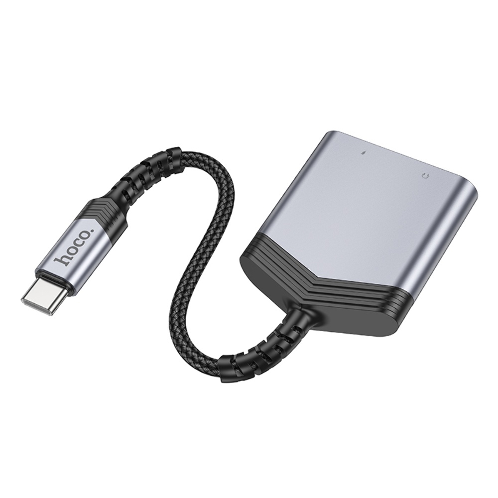 Адаптер переходник Hoco LS40 аудио конвертер 2 Type-C to Type-C metal gray