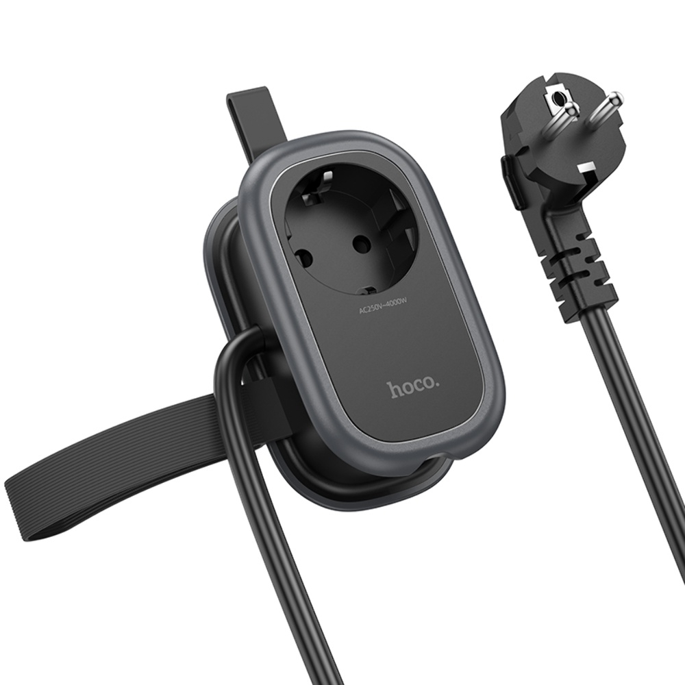 Сетевое зарядное устройство удлинитель Hoco NS6 2 USB/ Type-C 1 розетка 1.1m black