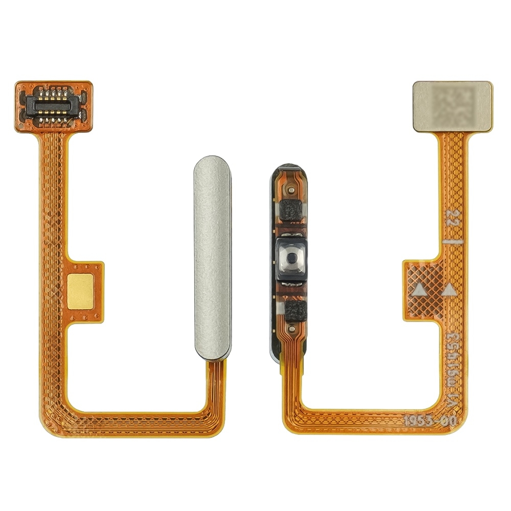 Шлейф Xiaomi Mi11 Lite с кнопкой вкл./выкл., и серебристым сканером отпечатка пальца