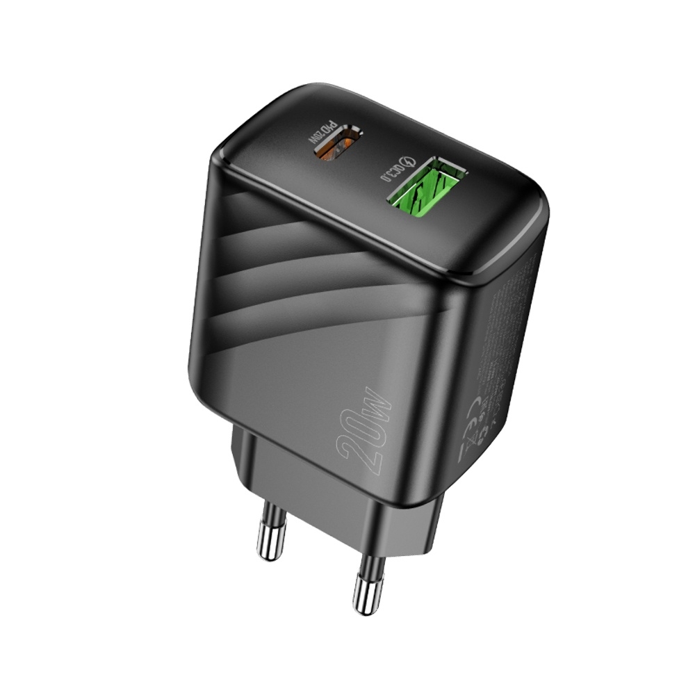 Сетевое зарядное устройство Hoco CS25A USB/ Type-C QC PD black