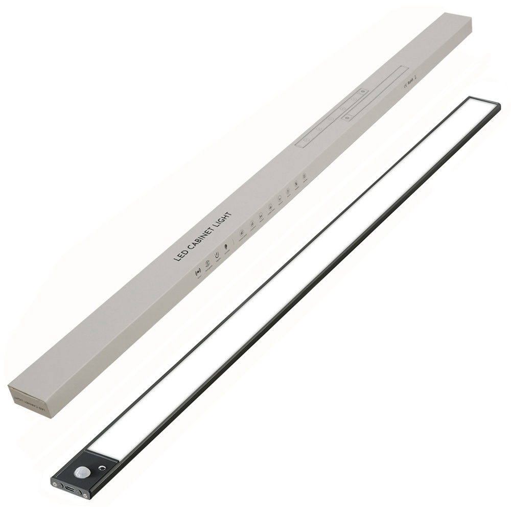 LED светильник 80-4B с пультом, аккумулятором, датчиком движения и освещенности 80 см 4.5W алюминиевый черный
