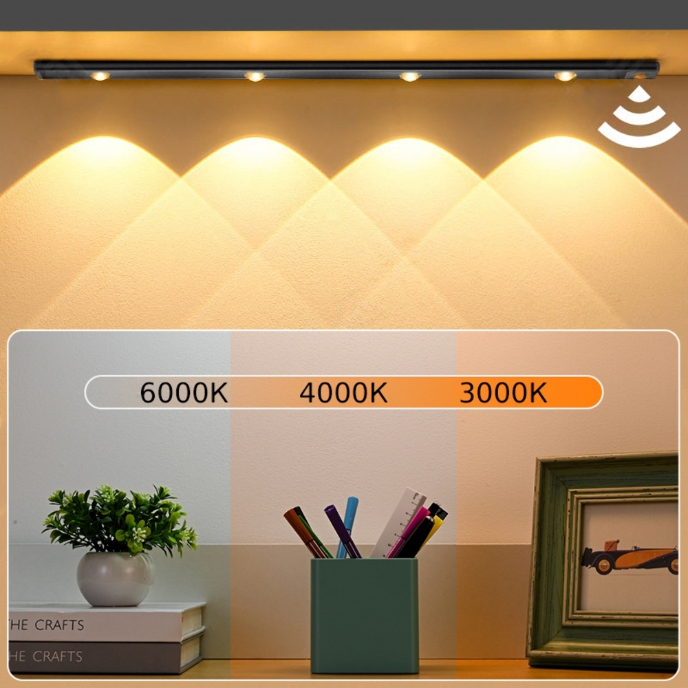 LED светильник cat's eye 120-4B с пультом, аккумулятором, датчиком движения и освещенности 120 см 4W алюминиевый черный