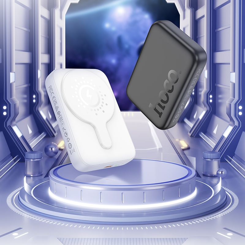 Power bank Hoco J117A 10000mAh магнитный с функцией беспроводной зарядки белый