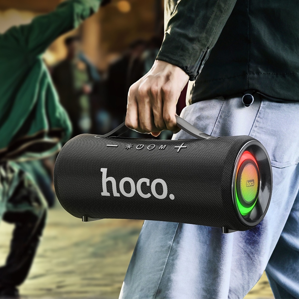 Портативная Bluetooth колонка Hoco HA10 с LED подсветкой black