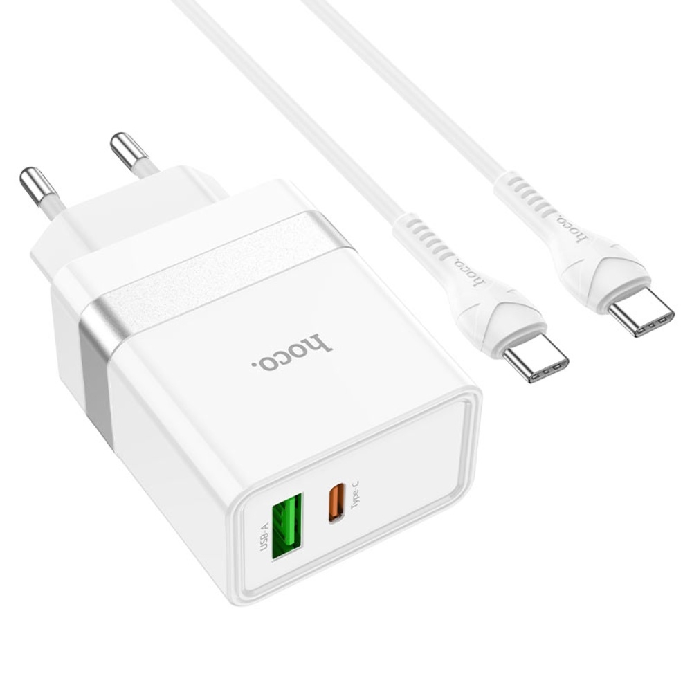 Сетевое зарядное устройство Hoco N21 PD30W+QC3.0 Type-C- Type-C белое
