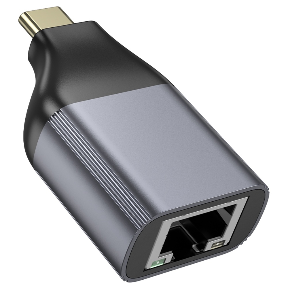Адаптер переходник Hoco UA35 Type-C to RJ45 metal grey
