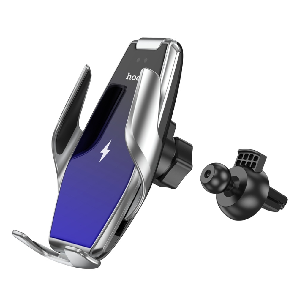 Автодержатель с беспроводной зарядкой Hoco S14 + Wireless silver