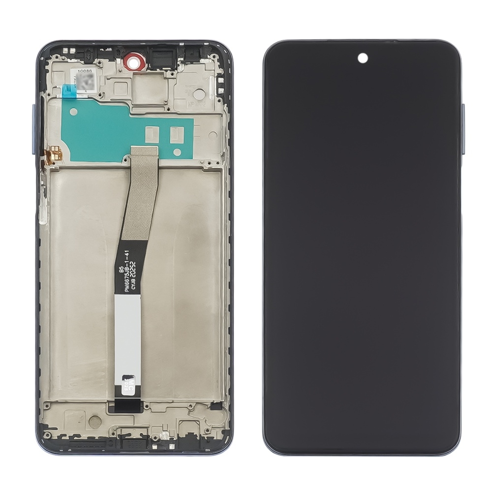 Дисплей Xiaomi Redmi Note 9S/ Note 9 Pro/ Note 9 Pro Max с чёрным тачскрином и серой корпусной рамкой