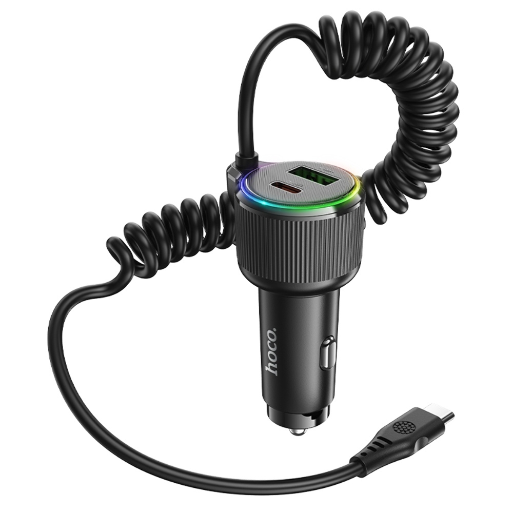 Автомобильное зарядное устройство Hoco NZ17A USB/ 2 Type-C PD 50W с кабелем Type-C black