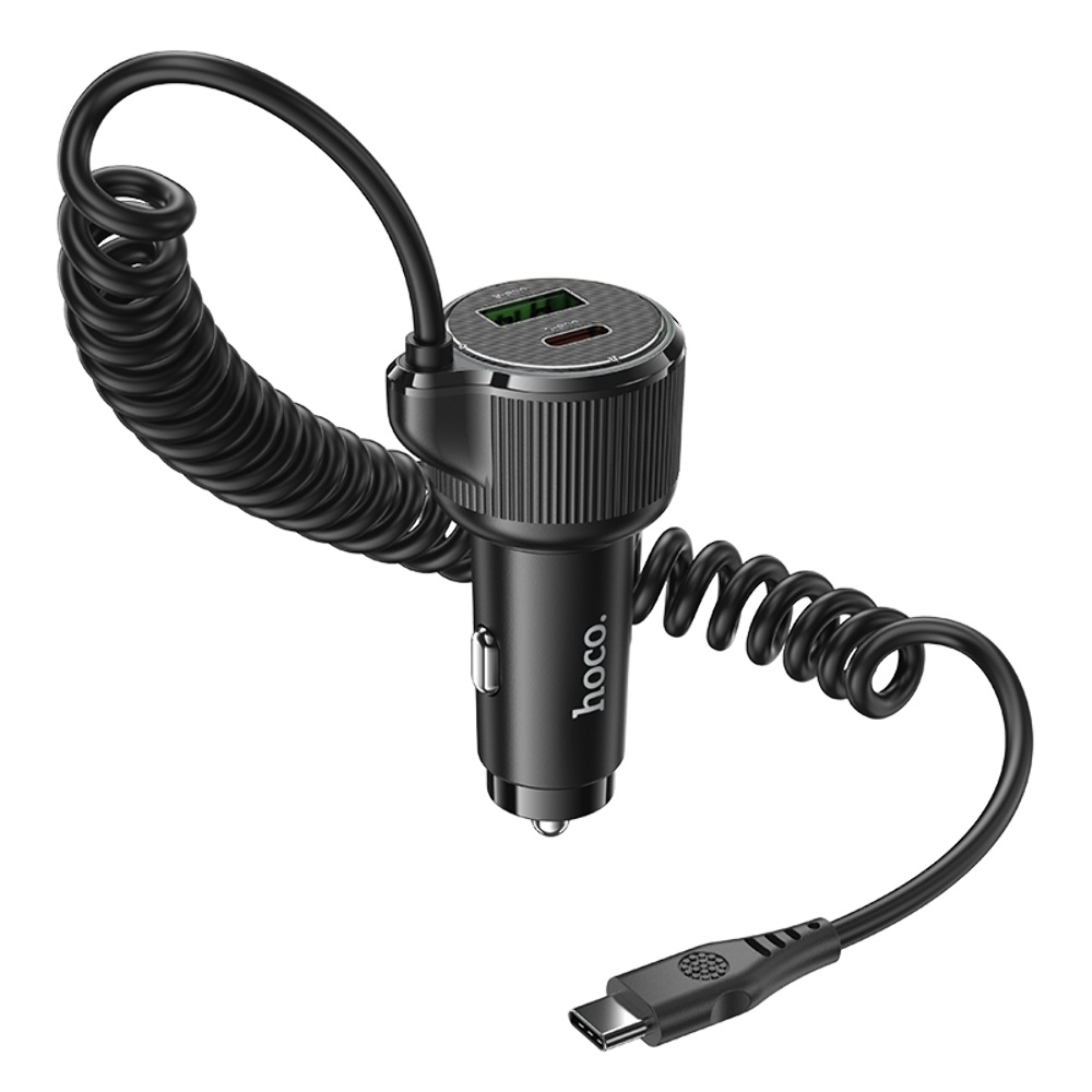 Автомобильное зарядное устройство Hoco NZ17A USB/ 2 Type-C PD 50W с кабелем Type-C black
